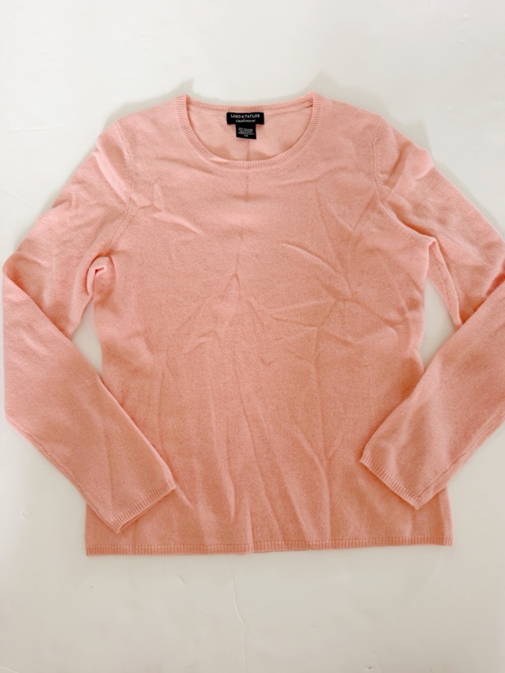Lord & Taylor 100% Cashmere Crewneck Sweater - Blush Pink size L